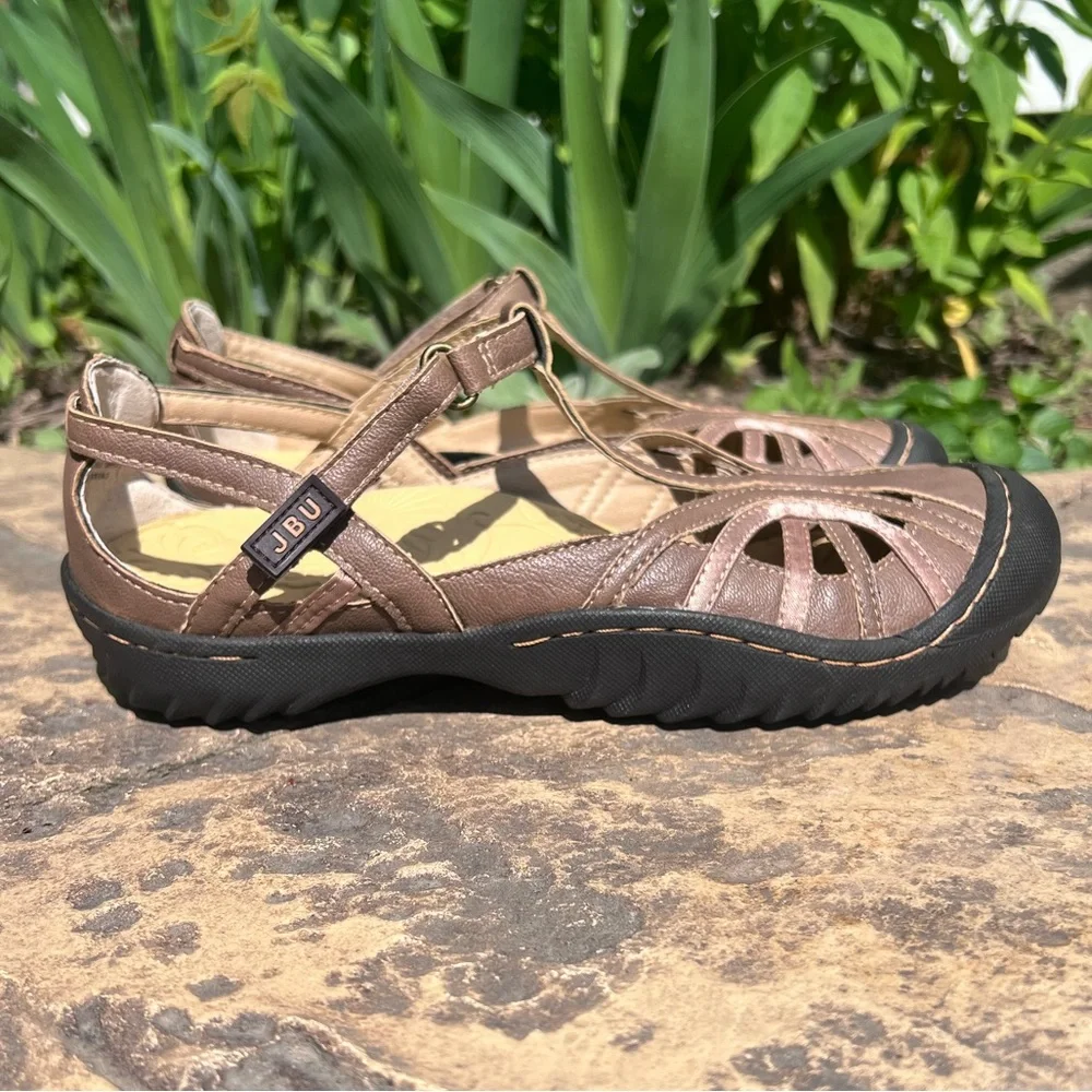 - JBU Sz 7.5 Drift Mary-Jane T-Strap Rugged Dress Sandal! EUC!